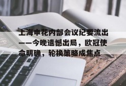 爱游戏注册-上海申花内部会议纪要流出——今晚遗憾出局，欧冠使命明确，轮换策略成焦点的简单介绍